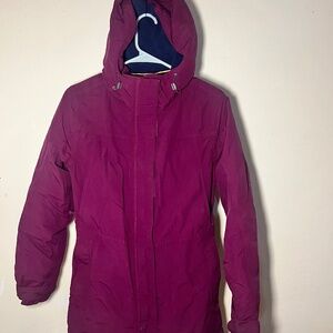 LANDS’ END Squall Parka Women’s Small Maroon Hooded‎ Waterproof